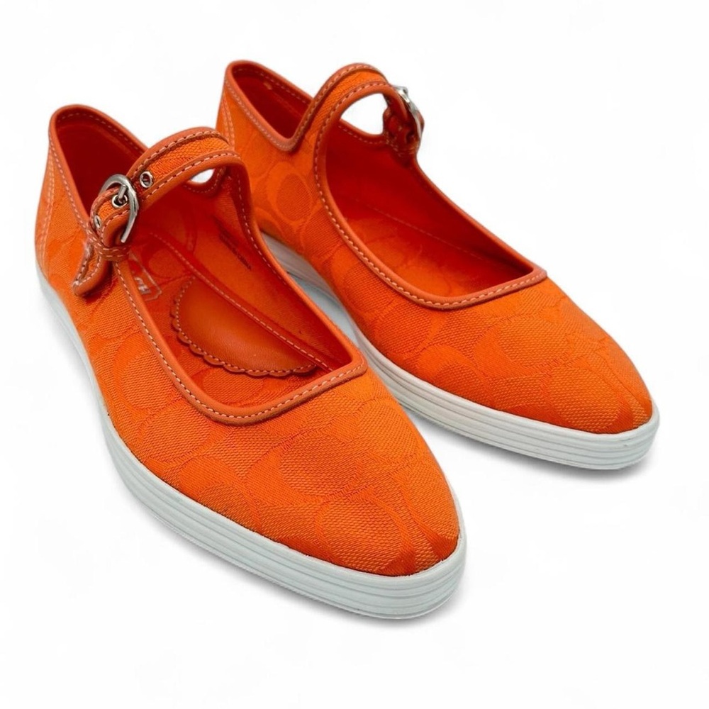 Coach Mirabella Mary Jane pointed toe ballet style sneakers- orange